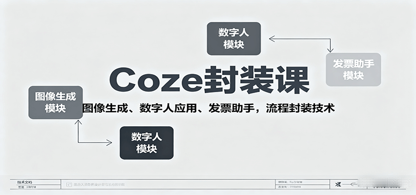 Coze封装课，图像生成、数字人应用、发票助手，流程封装技术-51网创资源