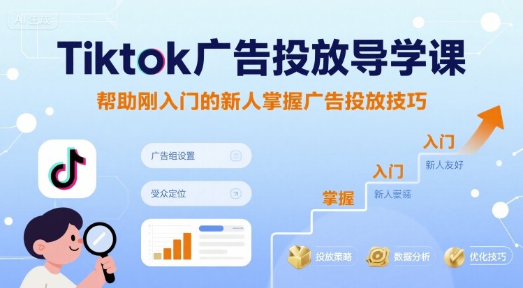 Tiktok广告投放导学课，帮助刚入门的新人掌握广告投放技巧-51网创资源