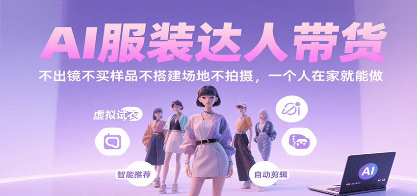 AI服装达人带货，不出镜不买样品不搭建场地不拍摄，一个人在家就能做-51网创资源