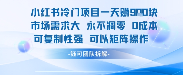小红书冷门项目一天收益9张，市场需求大，0成本，可复制性强可以矩阵操作-51网创资源