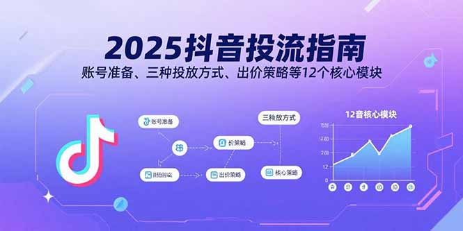2025抖音投流指南，账号准备、三种投放方式、出价策略等12个核心模块-51网创资源